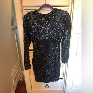 Dress the Population black sequins long sleeve dress